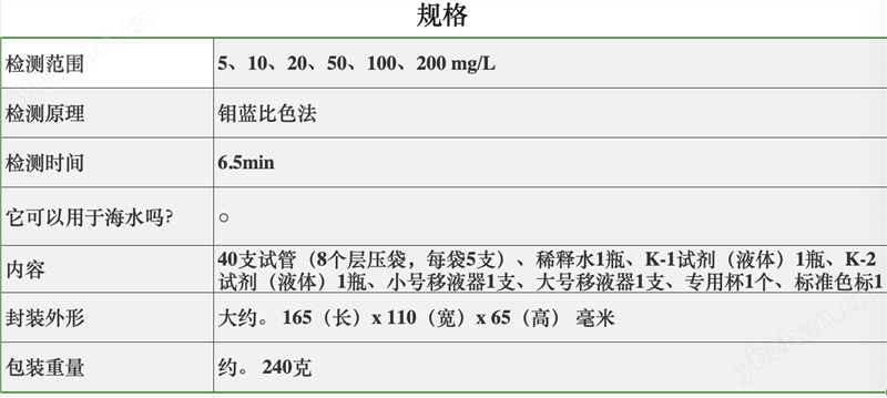 日本共立二氧化硅水质快速测试包